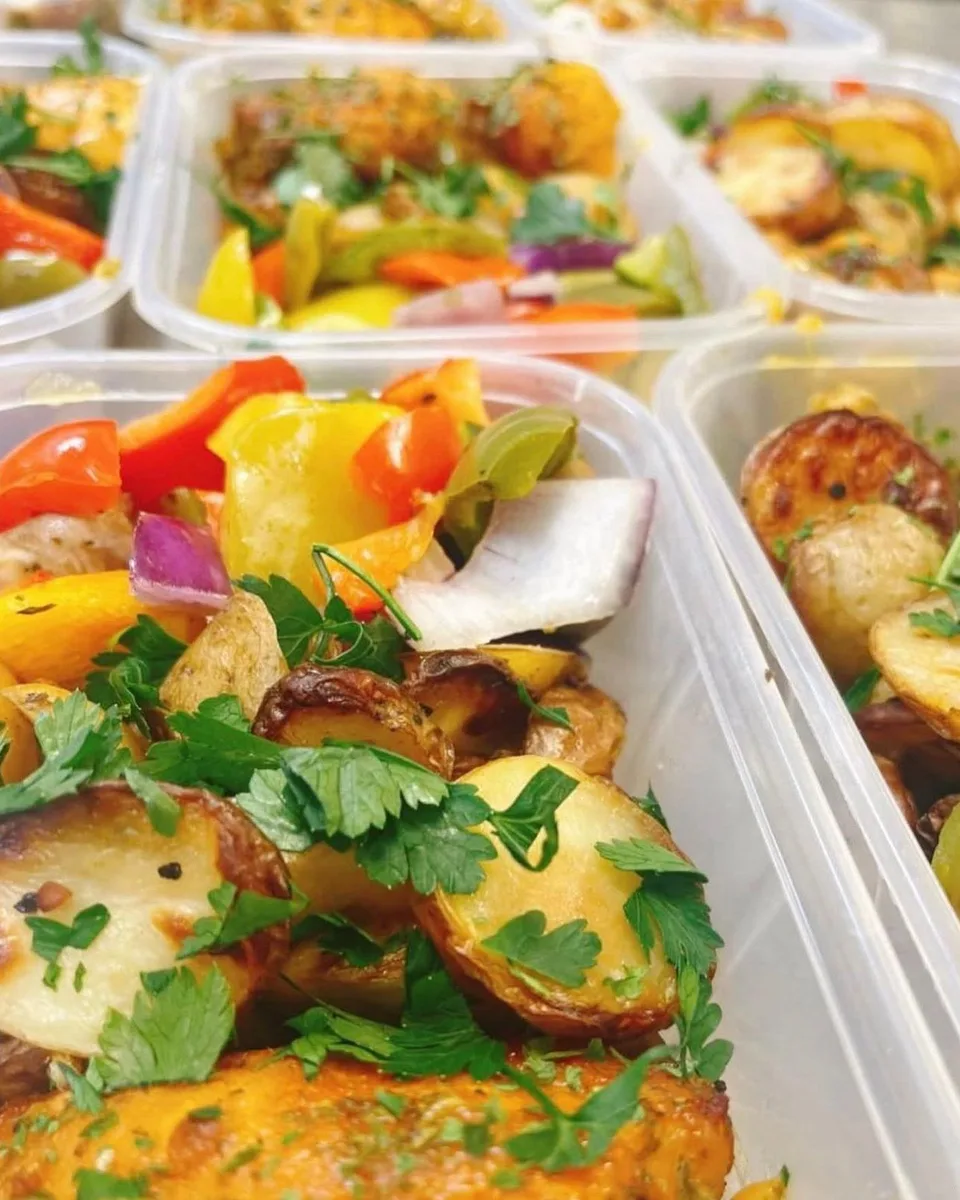 Roast potatoes with peppers